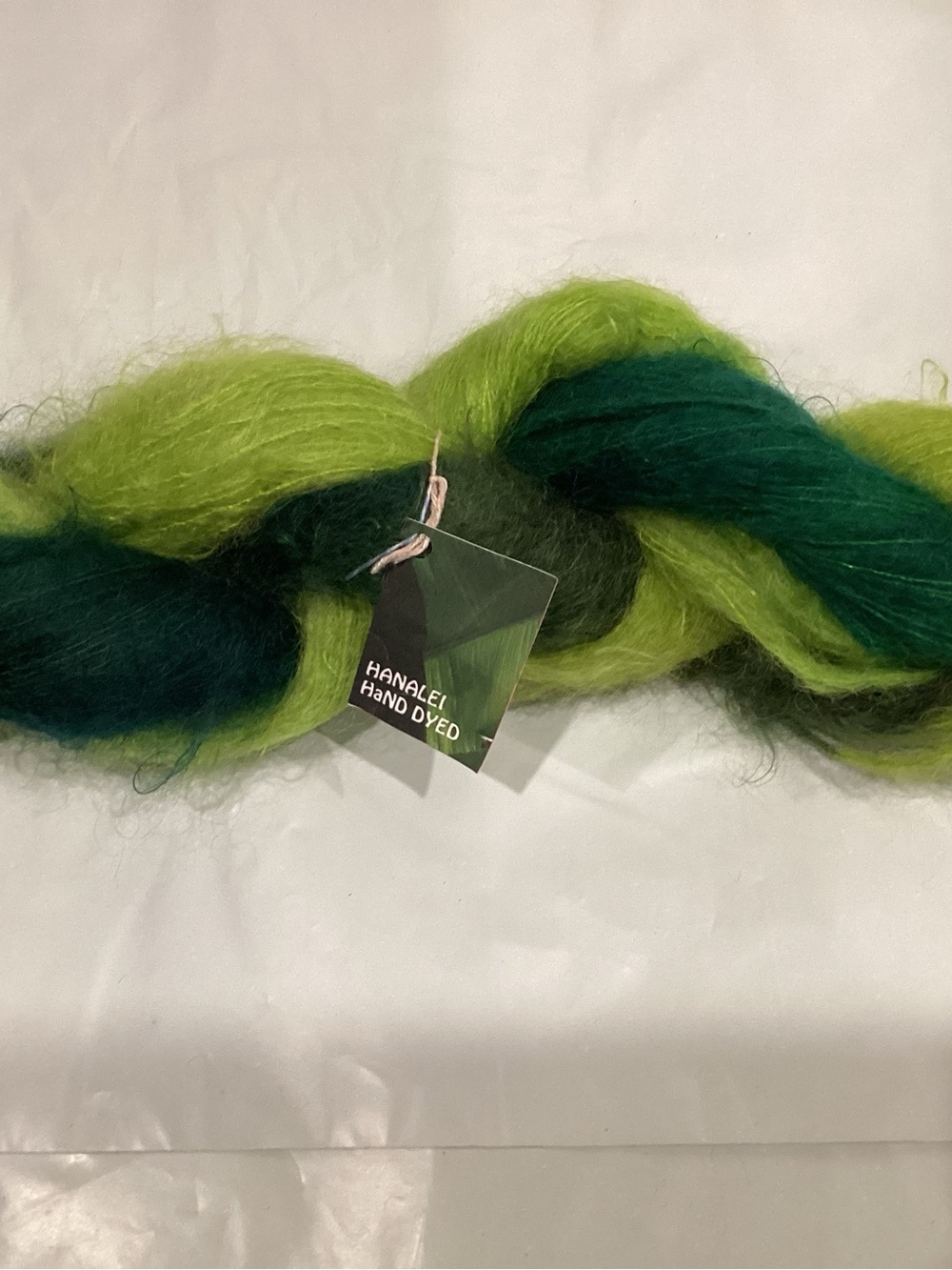 Hanalei hand dyed mohair yarn in colorway banana patch